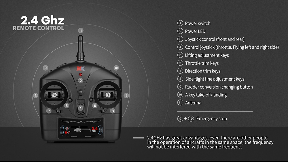 XK K127 4CH 6-Axis Gyro RC Helicopter Altitude Hold Flybarless RTF- One Battery