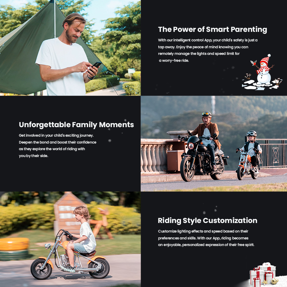 HYPER GOGO Cruiser 12 Plus with APP Electric Motorcycle for Kids 24V 5.2Ah Battery 160W Motor 16km/h Speed 12