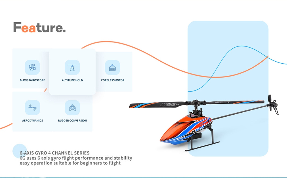 XK K127 4CH 6-Axis Gyro RC Helicopter Altitude Hold Flybarless RTF- One Battery