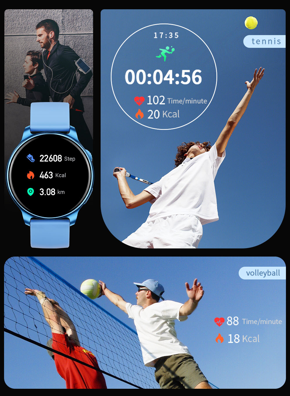 LOKMAT Time 2 Smart Watch Bluetooth Call Heart Rate Monitoring Sports Watch with Sleep Tracker for Android iOS - Blue