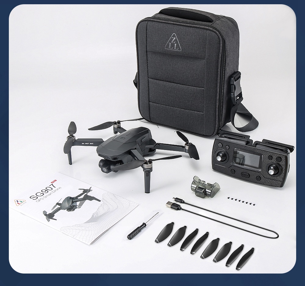 ZLL SG907 MAX 4K 5G WIFI FPV GPS Foldable RC Drone with Dual Camera 3-Axis Gimbal Optical Flow Positioning RTF - Two Batteries with Bag