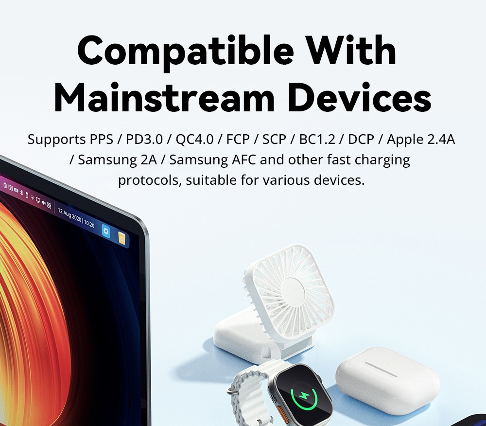 ESSAGER 67W GaN Desktop Charger, 2 USB-A + 2 Type-C, PD3.0 QC 3.0 Fast Charging, Intelligent Charging Protection, for MacBook Samsung POPC iPhone 15 Laptop - US Plug