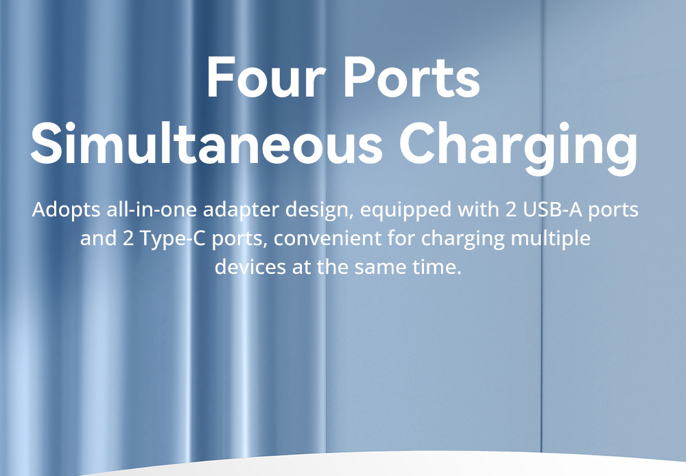 ESSAGER 67W GaN Desktop Charger, 2 USB-A + 2 Type-C, PD3.0 QC 3.0 Fast Charging, Intelligent Charging Protection, for MacBook Samsung POPC iPhone 15 Laptop - US Plug