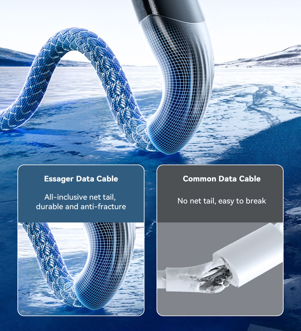 ESSAGER PD29W Fast Charging Data Cable, Type-C to Lightning, 480Mbps Transfer Rate, for iPhone 14 13 12 Pro Max, 1m Cable