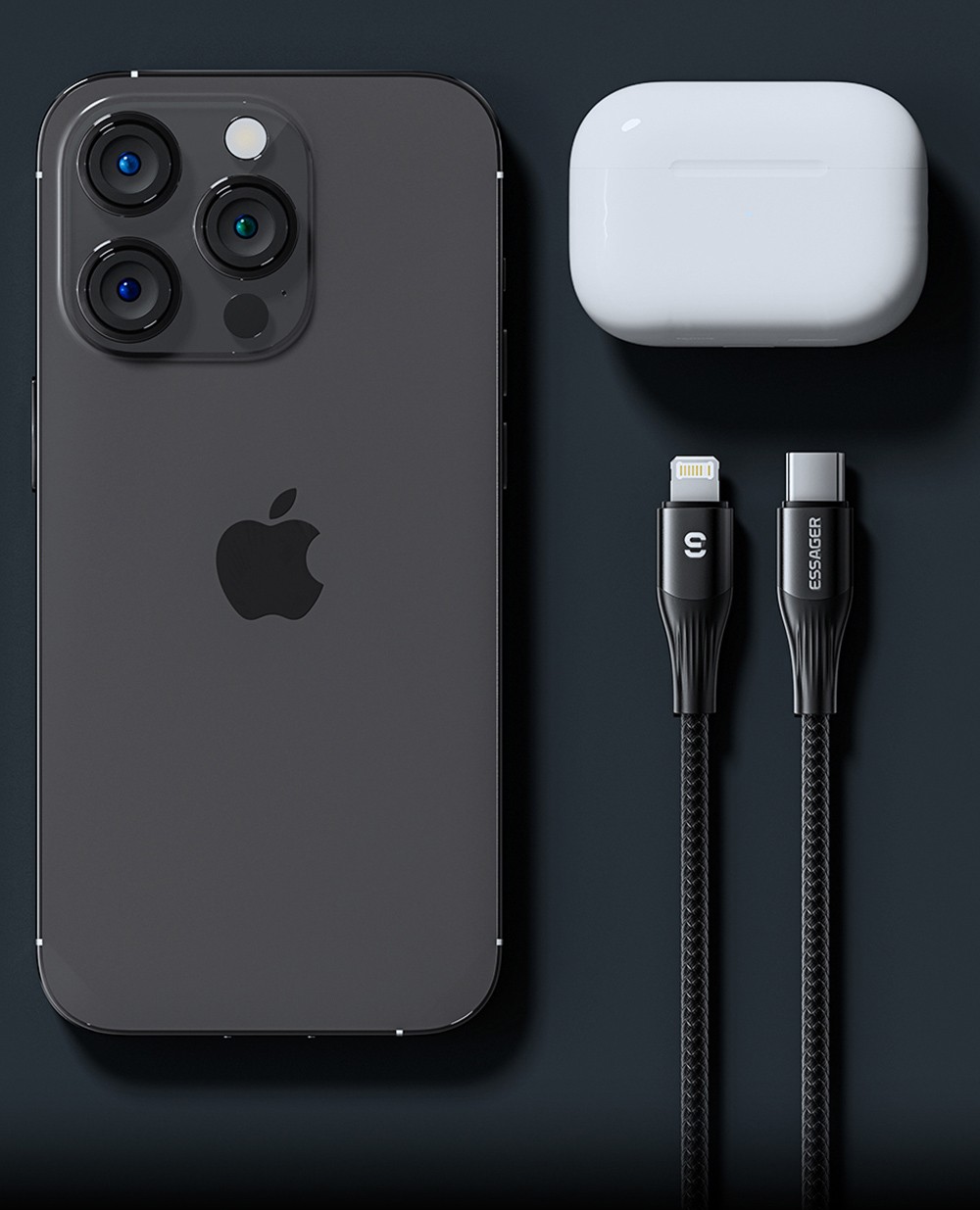 ESSAGER PD29W Fast Charging Data Cable, Type-C to Lightning, 480Mbps Transfer Rate, for iPhone 14 13 12 Pro Max, 1m Cable