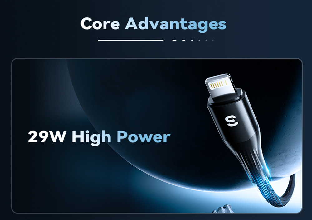 ESSAGER PD29W Fast Charging Data Cable, Type-C to Lightning, 480Mbps Transfer Rate, for iPhone 14 13 12 Pro Max, 1m Cable