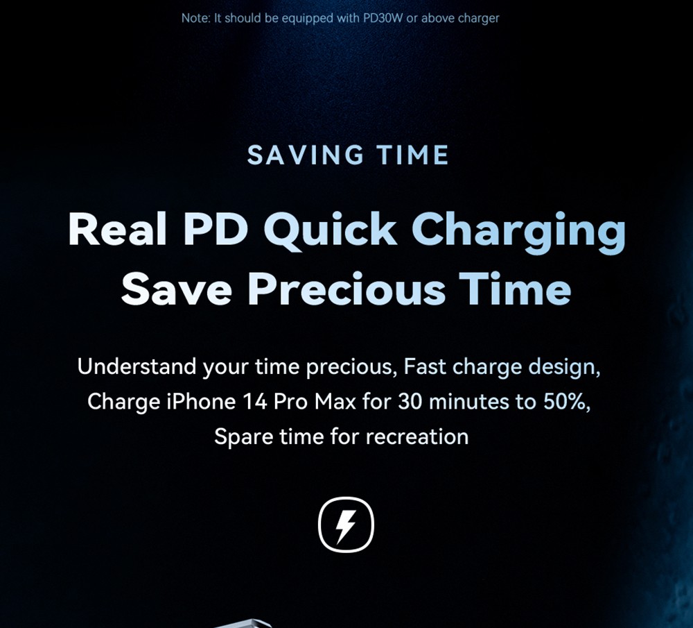 ESSAGER PD29W Fast Charging Data Cable, Type-C to Lightning, 480Mbps Transfer Rate, for iPhone 14 13 12 Pro Max, 1m Cable