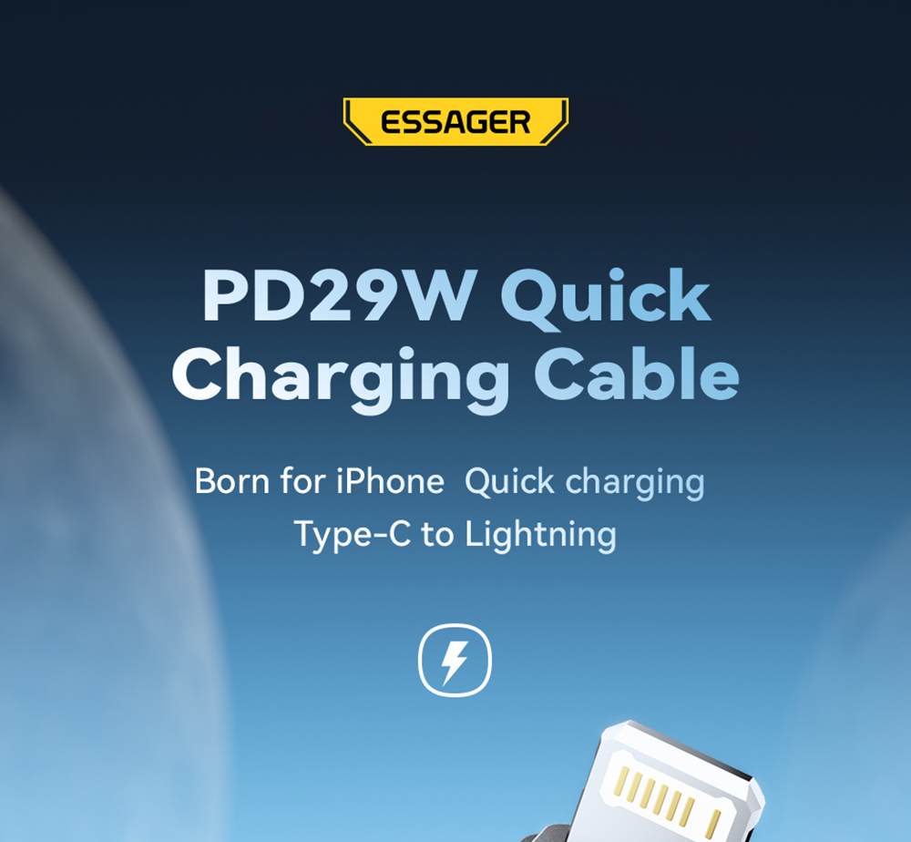 ESSAGER PD29W Fast Charging Data Cable 2m Black