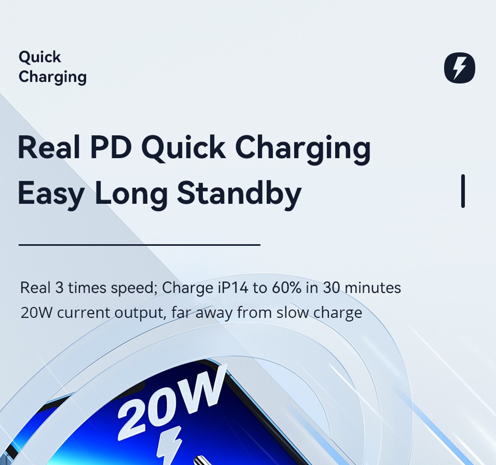 ESSAGER 20W GaN Charger, USB-A Type-C Dual Port, QC 3.0 PD 3.0 Quick Charging, EU Plug, for iPhone Huawei Samsung Mobile Phones Tablets - Black