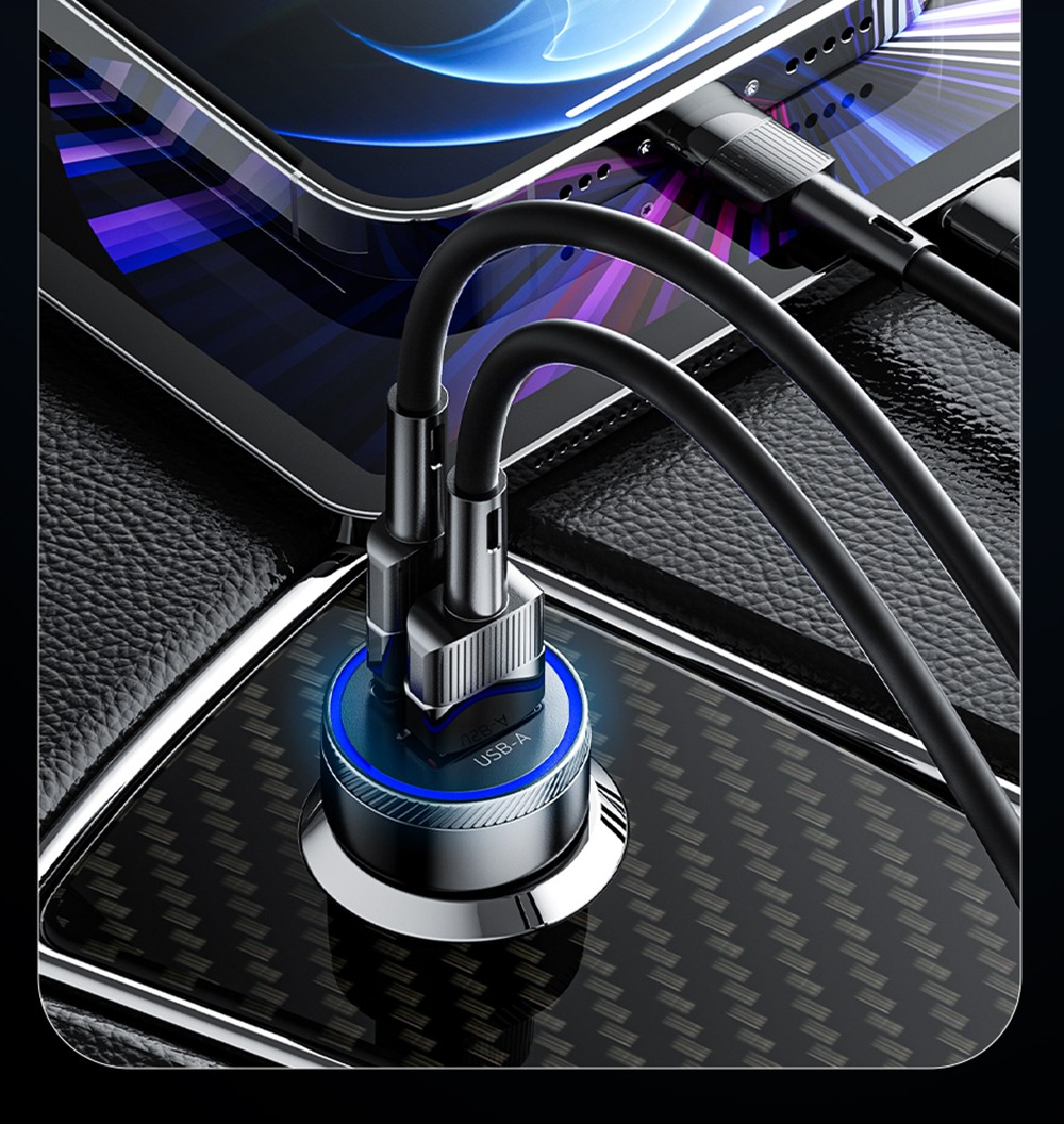 Essager 54W Car Charger, USB-A Type-C Dual Port, Support PD 3.0 / QC 3.0 / FCP / AFC Quick Charging, for iPhone Huawei Samsung Xiaomi Mobile Phones Tablets