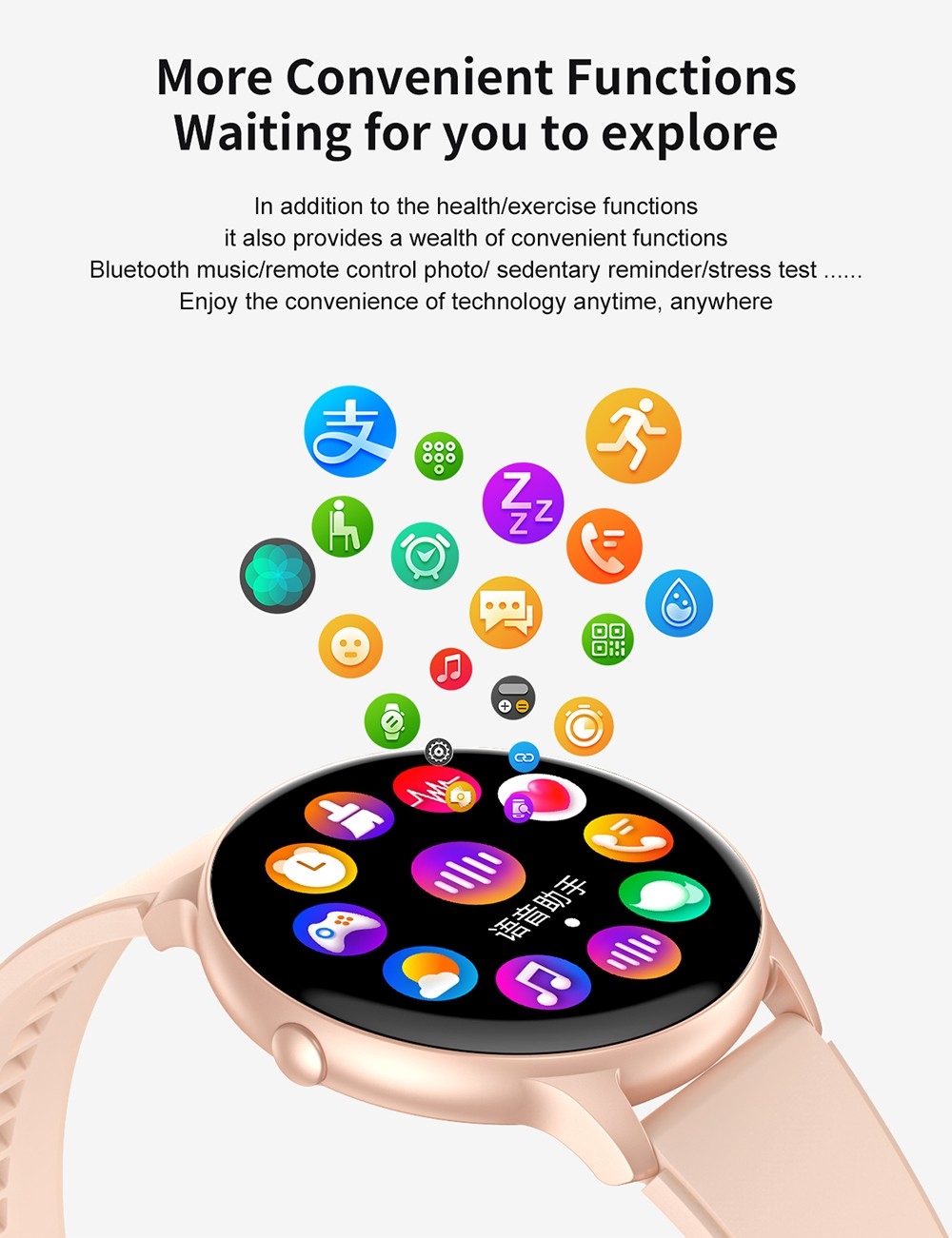 G5 Smartwatch 1.63 inch IPS Screen Waterproof Sports Watch Health Monitoring Bluetooth Calling - Pink