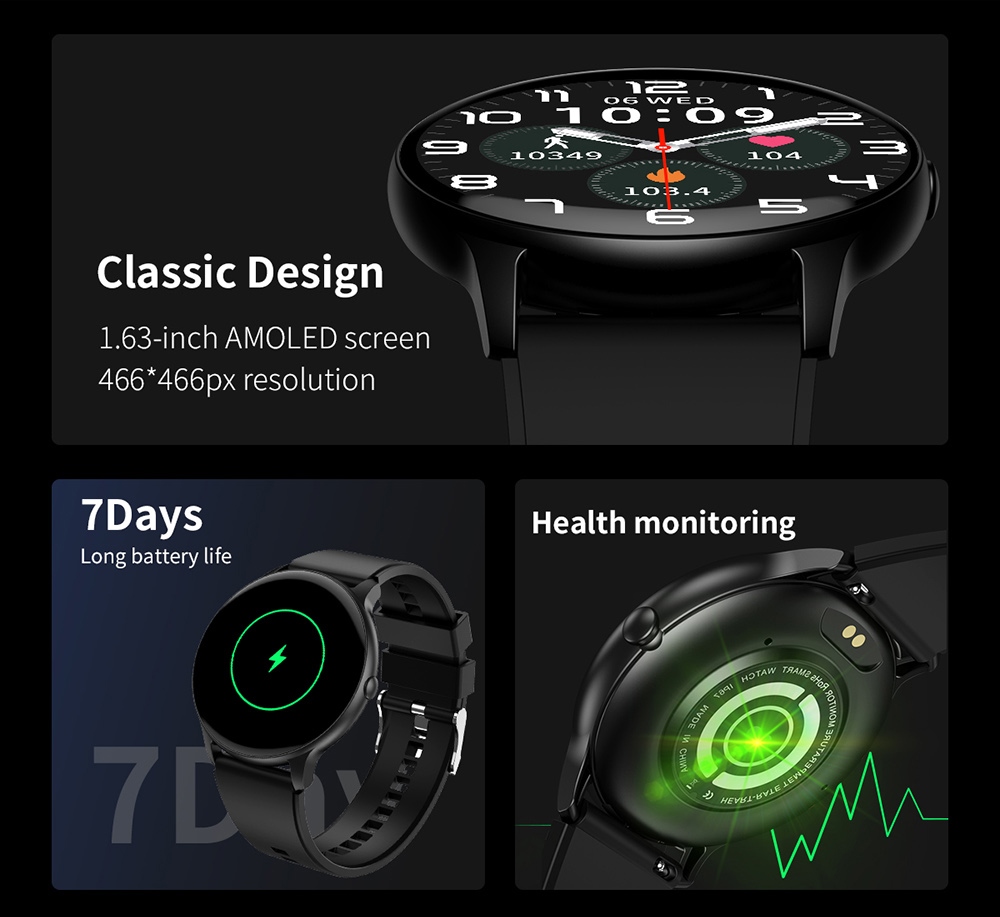 G5 Smartwatch 1.63 inch IPS Screen Waterproof Sports Watch Health Monitoring Bluetooth Calling - Pink