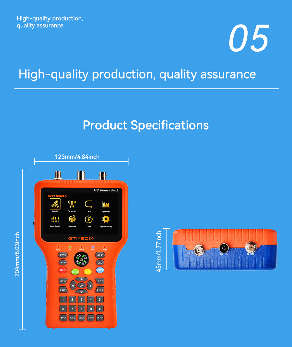 Gtmedia V8 Finder PRO 2 Satellite Finder ATSC-C Digital Satellite Signal Detector - Orange, US Plug