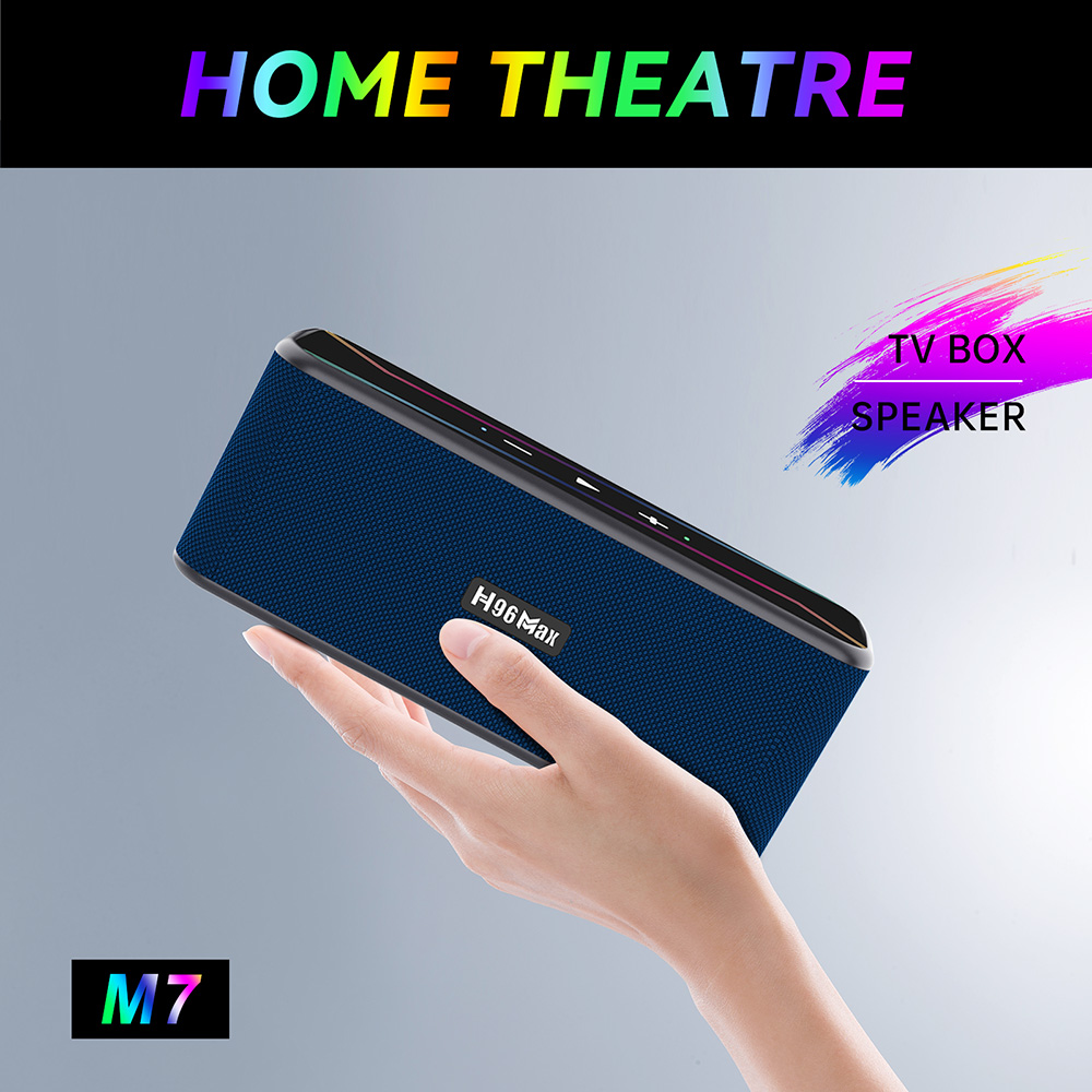 H96 Max M7 TV Box Media Player Speaker, RK3528 Quad-core, 4GB+64GB, Android 13, Bluetooth 5.1, 2.4G/5G Dual-band WiFi, 1*HDMI 1*DC 1*TF Card Slot 1*USB 2.0 - AU Plug
