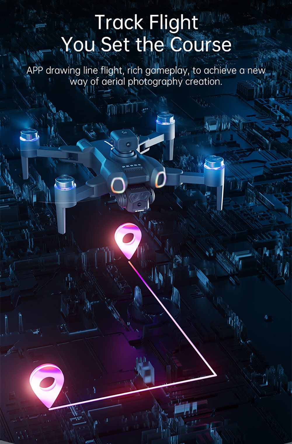 JJRC H117 Color Changing Drone, HD Dual Camera, Optical Flow Positioning, APP Control - 2 Batteries, Black