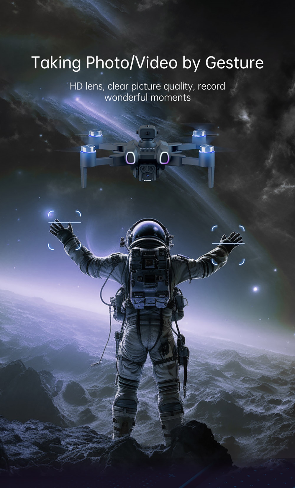 JJRC H117 Color Changing Drone, HD Dual Camera, Optical Flow Positioning, APP Control - 2 Batteries, Black