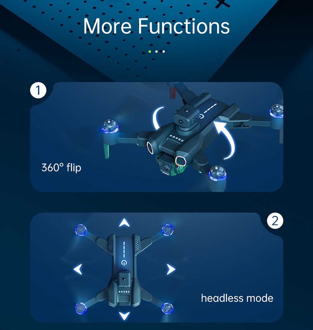 JJRC H117 Color Changing Drone, HD Dual Camera, Optical Flow Positioning, APP Control - 2 Batteries, Black