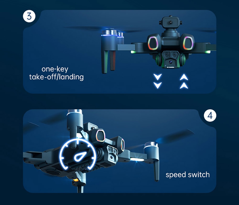 JJRC H117 Color Changing Drone, HD Dual Camera, Optical Flow Positioning, APP Control - 2 Batteries, Black