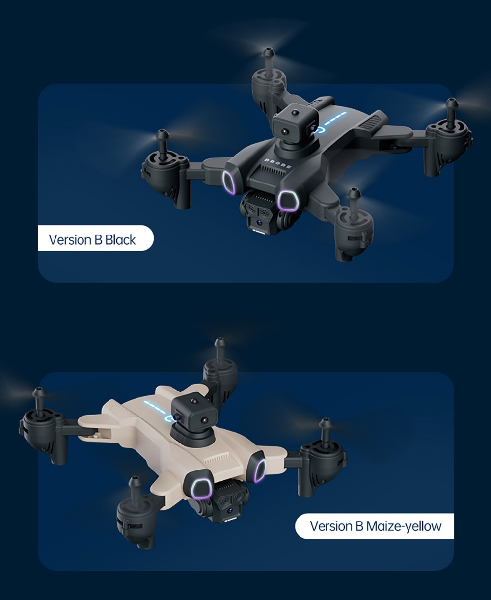 JJRC H117 Color Changing Drone, HD Dual Camera, Optical Flow Positioning, APP Control - 2 Batteries, Black