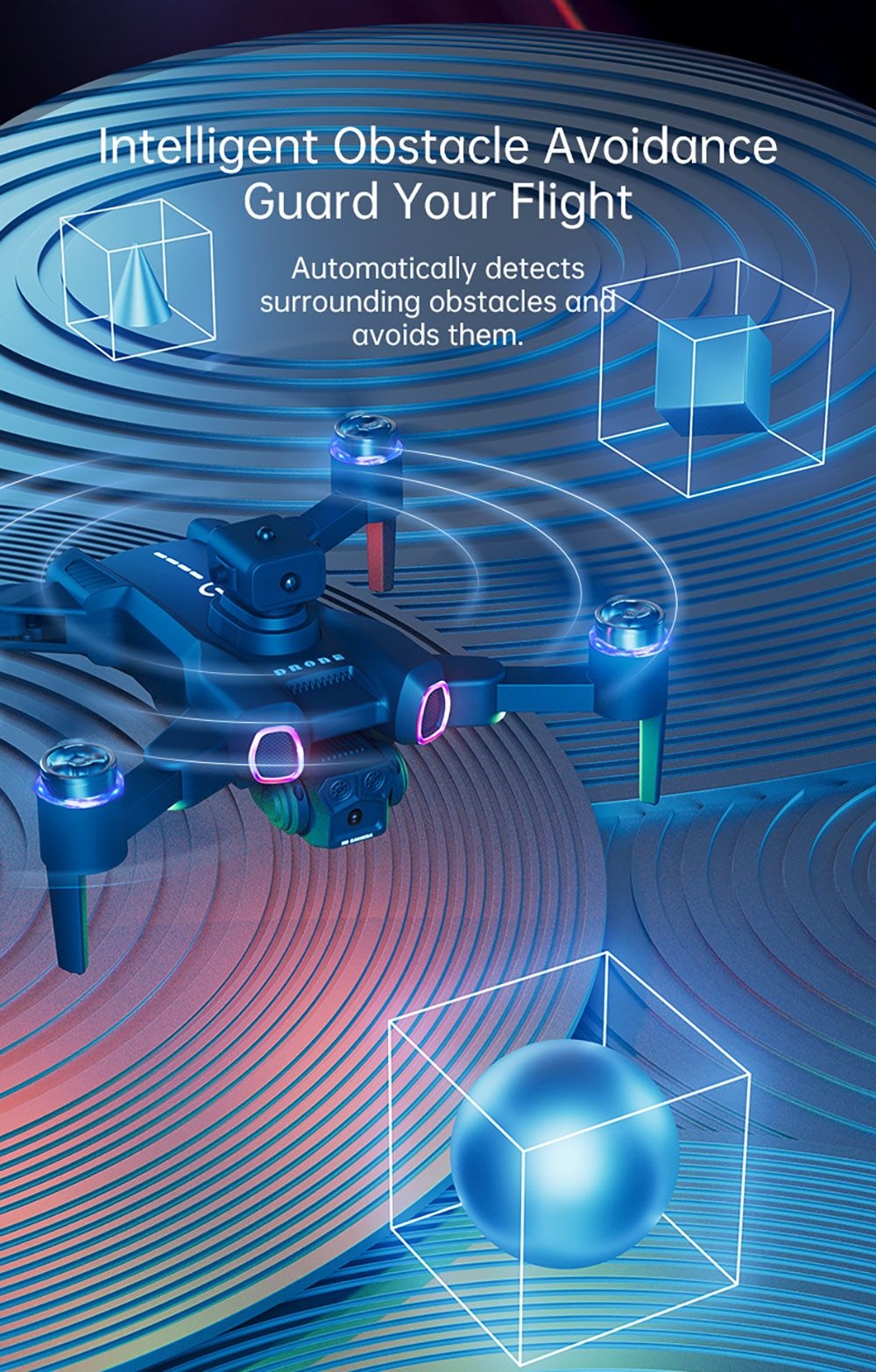 JJRC H117 Color Changing Drone, HD Dual Camera, Optical Flow Positioning, APP Control - 2 Batteries, Black