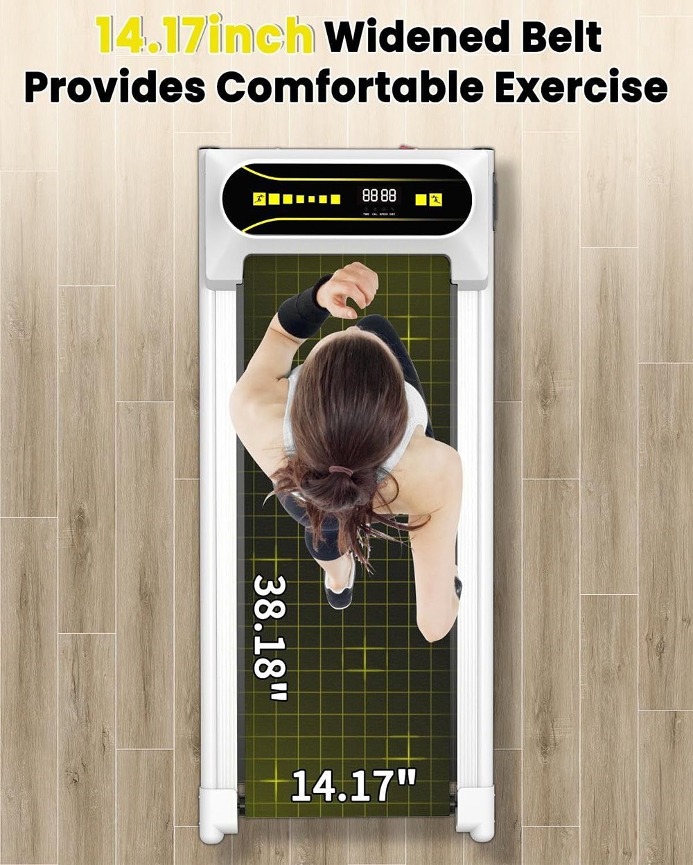 KRD Q22 Walking Pad Under Desk Treadmill, 2.25HP Motor, 265 lbs Weight Capacity, 1-6KM/H Speed, P1-P12 Program, Remote Control, LED Display - White
