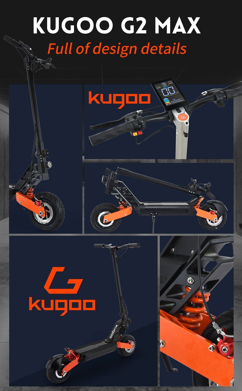KUGOO G2 MAX Skládací elektrická koloběžka, 10