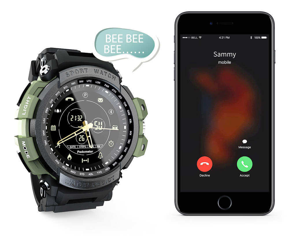 LOKMAT MK28 Smart Watch IP68 Waterproof Fitness Tracker Pedometer Reminder Bluetooth Smartwatch for iOS Android - Blue