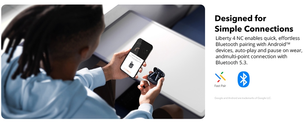 Soundcore Liberty 4 NC Earbuds TWS Headphones, Adaptive ANC 2.0, Bluetooth 5.3, IPX4 Waterproof, Fast Charging - Black