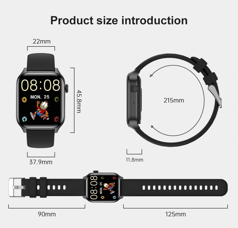 T12 Pro Smartwatch Health Monitoring Bracelet - Black