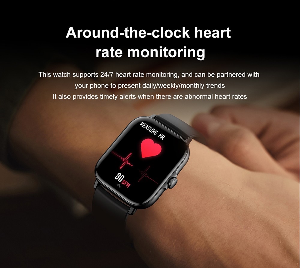T12 Smartwatch 1.81'' Large Screen Sports Heart Rate Blood Oxygen Sleep Monitoring Bluetooth Calling - Black