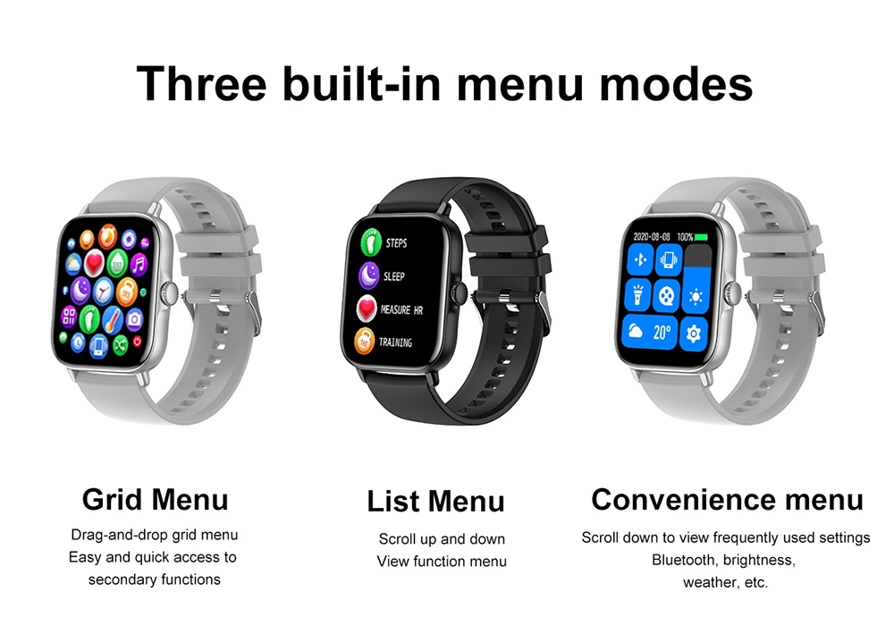 T12 Smartwatch 1.81'' Large Screen Sports Heart Rate Blood Oxygen Sleep Monitoring Bluetooth Calling - Black