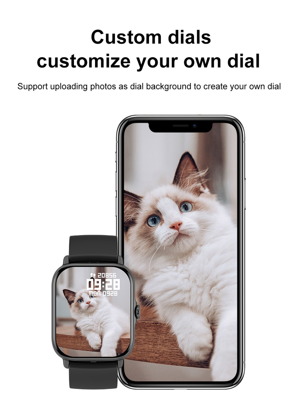 T12 Smartwatch 1.81'' Large Screen Sports Heart Rate Blood Oxygen Sleep Monitoring Bluetooth Calling - Black