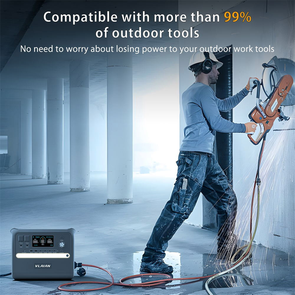 VLAIAN S2400 Portable Power Station, 2048Wh LiFePo4 Solar Generator, 2400W AC Output, Adjustable Input Power, PD 100W USB-C, UPS Function, LED Light, Fully Charged in 1.5 Hours, 13 Outputs - Grey