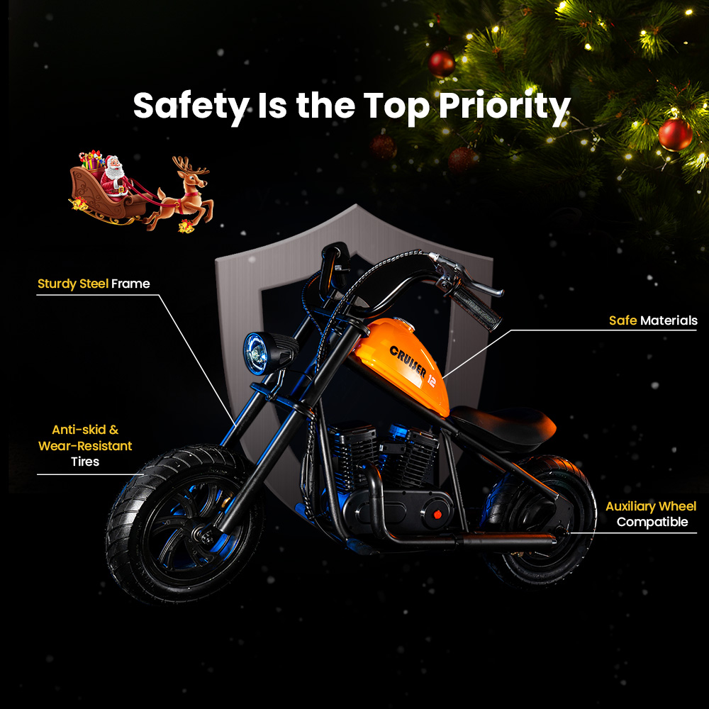 HYPER GOGO Cruiser 12 Electric Motorcycle for Kids 24V 5.2Ah Battery 160W Motor 10MPH Max Speed 12