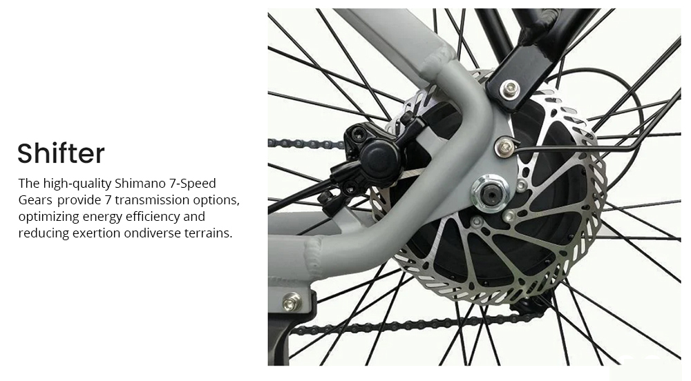 Elektrobicykel PVY P26, 27,5-palcové pneumatiky 750W motor 48V 11.6AH batéria 100 km maximálny dojazd Hydraulické brzdy Shimano 7 rýchlostí Podsvietený LCD displej