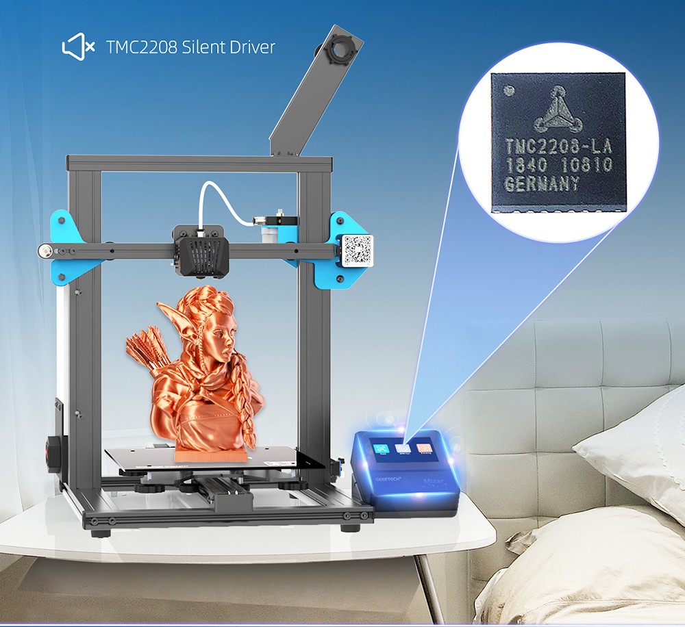 Geeetech Mizar DIY 3D Printer, Auto Leveling, Resume Print, 3.5-inch Color Touch Screen, TMC2208 Silent Drivers, 220*220*260mm