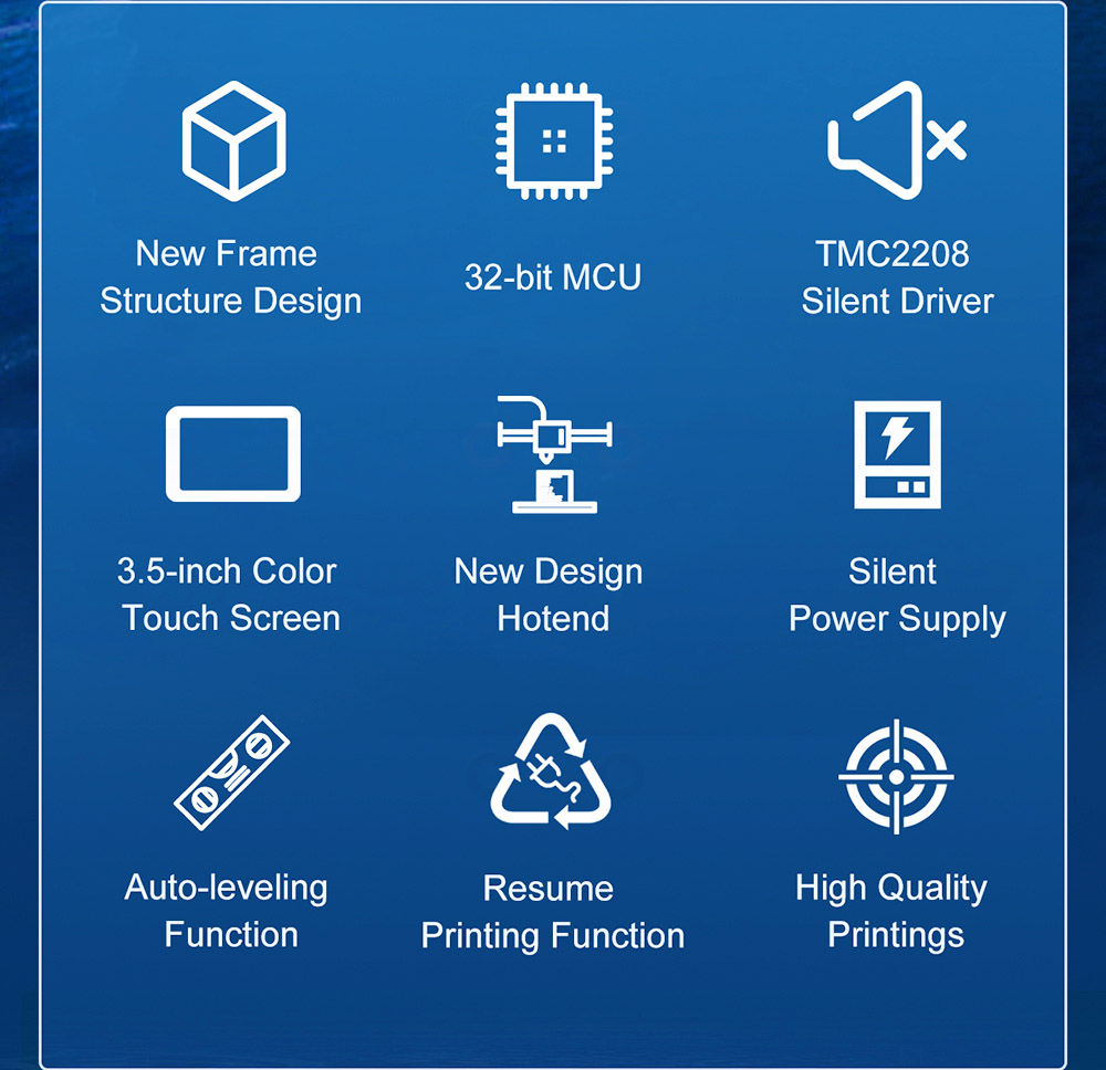 Geeetech Mizar DIY 3D Printer, Auto Leveling, Resume Print, 3.5-inch Color Touch Screen, TMC2208 Silent Drivers, 220*220*260mm