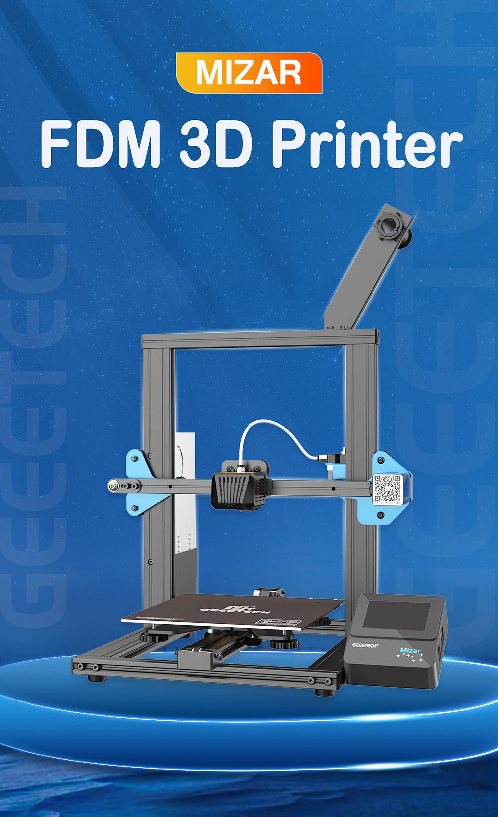 Geeetech Mizar DIY 3D Printer, Auto Leveling, Resume Print, 3.5-inch Color Touch Screen, TMC2208 Silent Drivers, 220*220*260mm