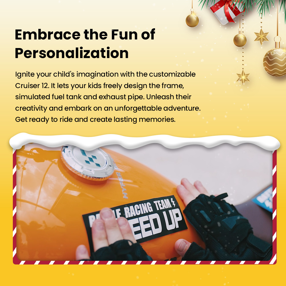 HYPER GOGO Cruiser 12 Electric Motorcycle for Kids 24V 5.2Ah Battery 160W Motor 10MPH Max Speed 12