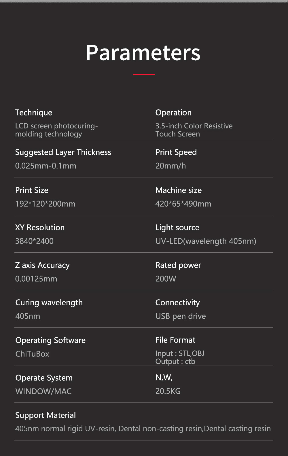 QIDI i Box Mono 3D Resin Printer UV Photocuring 8.9" 4K Monochrome LCD 3.5 inch Touch Screen 192x120x200mm