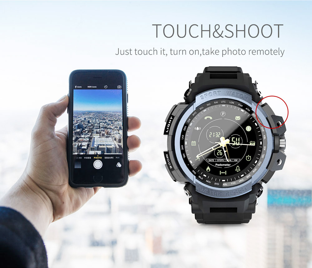 LOKMAT MK28 Smart Watch IP68 Waterproof Fitness Tracker Pedometer Reminder Bluetooth Smartwatch for iOS Android Black