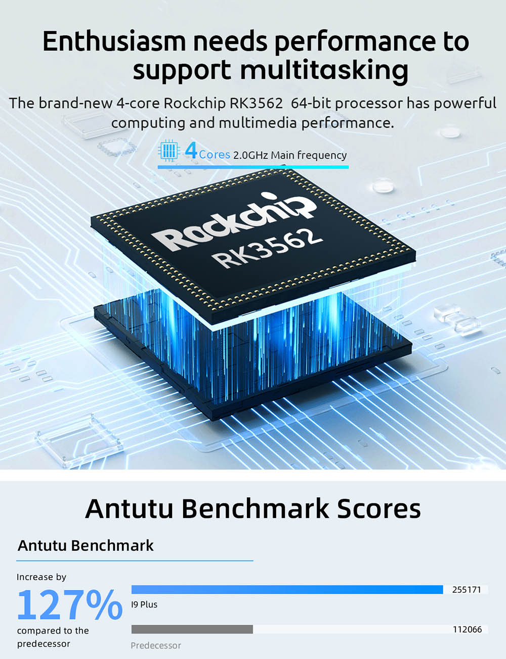 BMAX MaxPad i9 Plus Tablet, 10.1-inch 1280x800 16:10 IPS Touch Screen, RK3562 Quad Core 1.8GHz, 8GB(4GB+4GB Expand) RAM 64GB ROM, 2.4/5GHz Wi-Fi 6, BT5.0, 2MP+5MP Cameras, Type-C Micro SD 3.5mm Headset Jack, 5000mAh Battery, Android 12 Multi-language