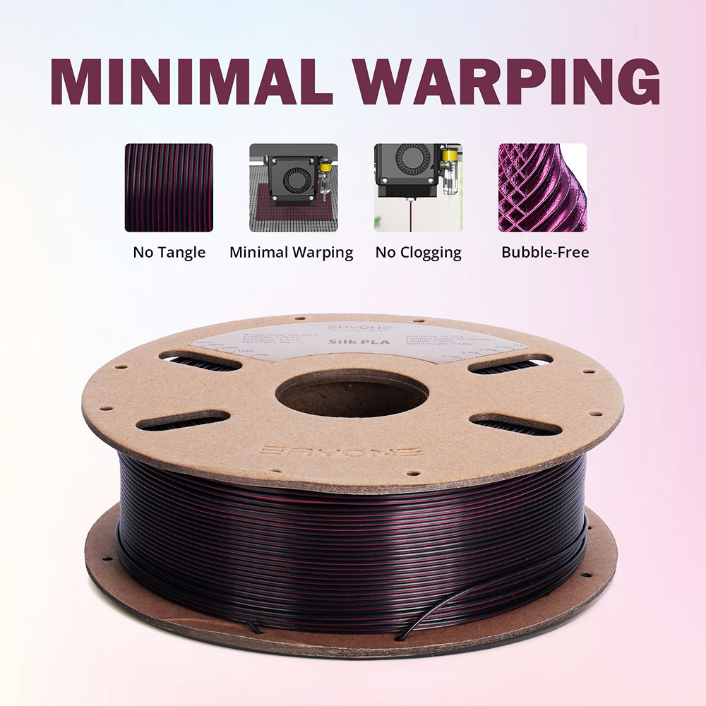 ERYONE Dual Color Silk PLA Filament 1kg - Black & Rose Red