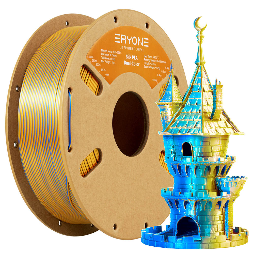 ERYONE Dual Color Silk PLA Filament 1kg - Gold & Blue