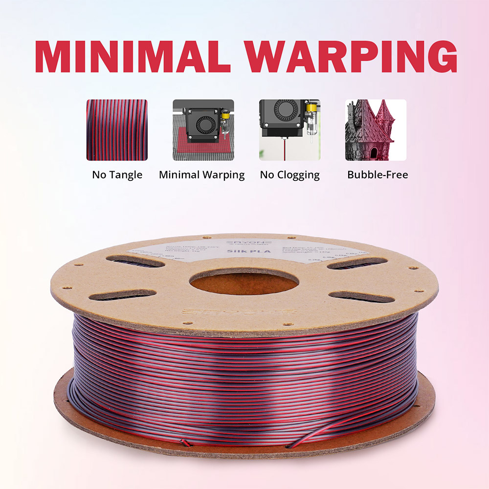 ERYONE Zweifarbiges Silk PLA-Filament 1 kg - Schwarz und Rot