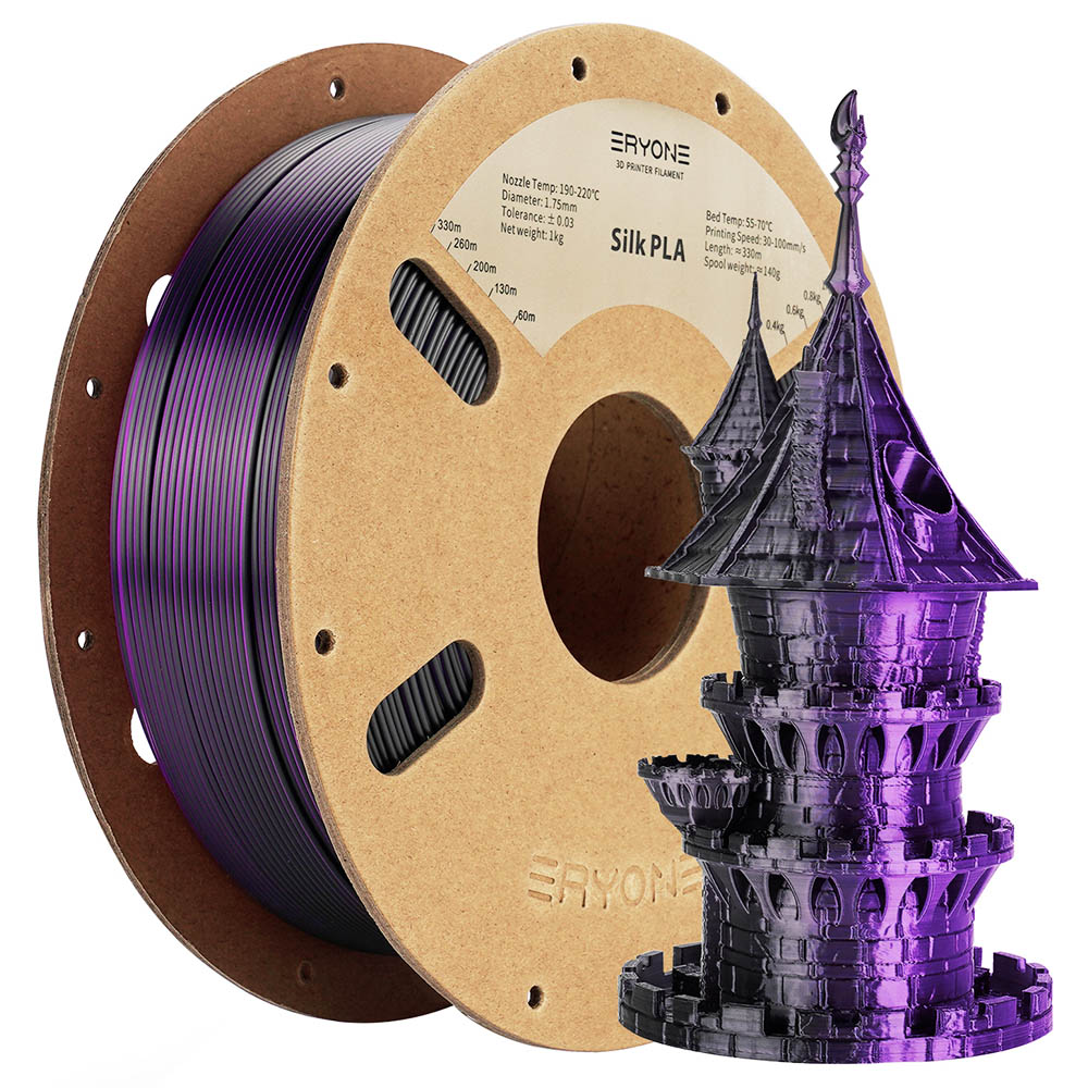 ERYONE Dual Color Silk PLA Filament 1kg - Black & Purple