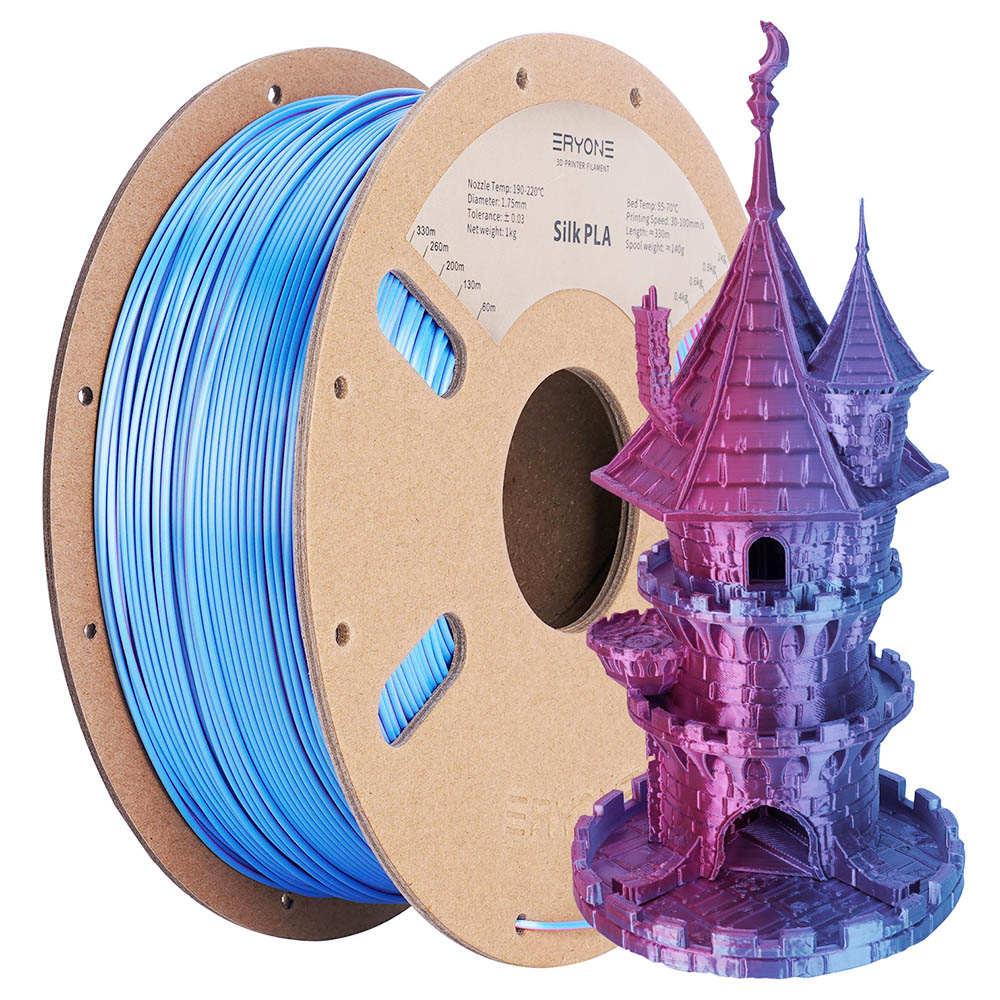 ERYONE Dual Color Silk PLA Filament 1kg - Rose Red & Light Blue