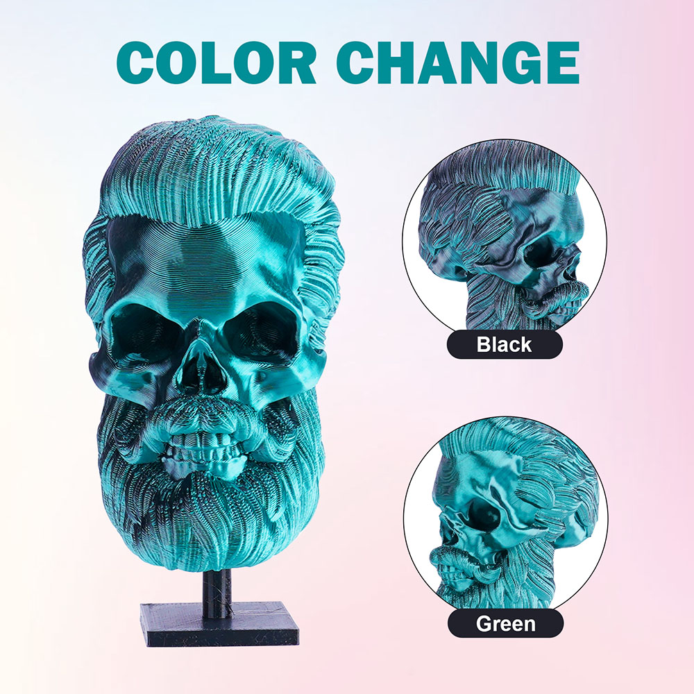 ERYONE Dual Color Silk PLA Filament 1kg - Dark Green & Black