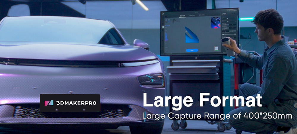 3DMakerpro Lynx 3D Scanner Standard Edition, 0.10mm Accuracy, 0.30mm Resolution, 10fps Frame Rate, Visual Tracking, 250x400mm Single Capture Range