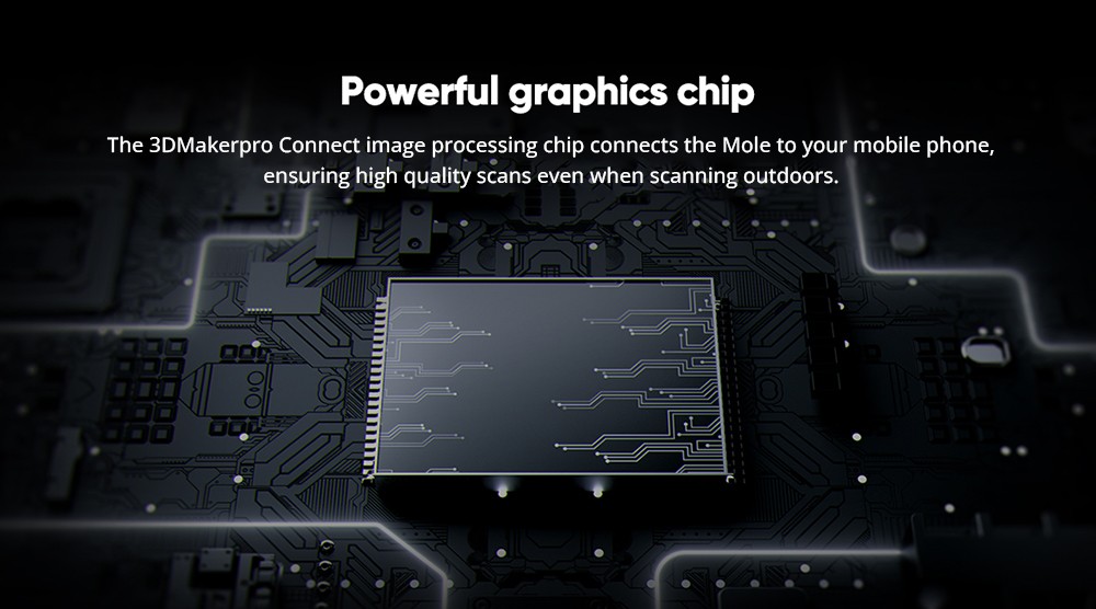 3DMakerpro Mole 3D Scanner Standard Edition, 0.05mm Accuracy, 0.1mm Resolution, 10fps Frame Rate, Visual Tracking, Facial Scanning, Anti-Shake, 200x100mm Single Capture Range